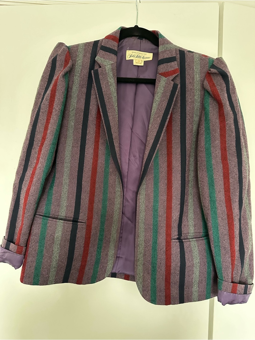 adidas Multicolor Striped Wool Blazer - Purple, Red, Green, Navy